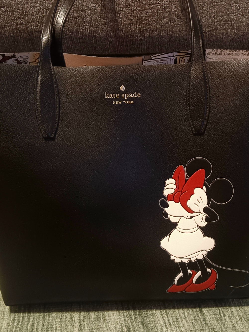 Reversible kate spade Black Tote with Minnie Mouse Graphic